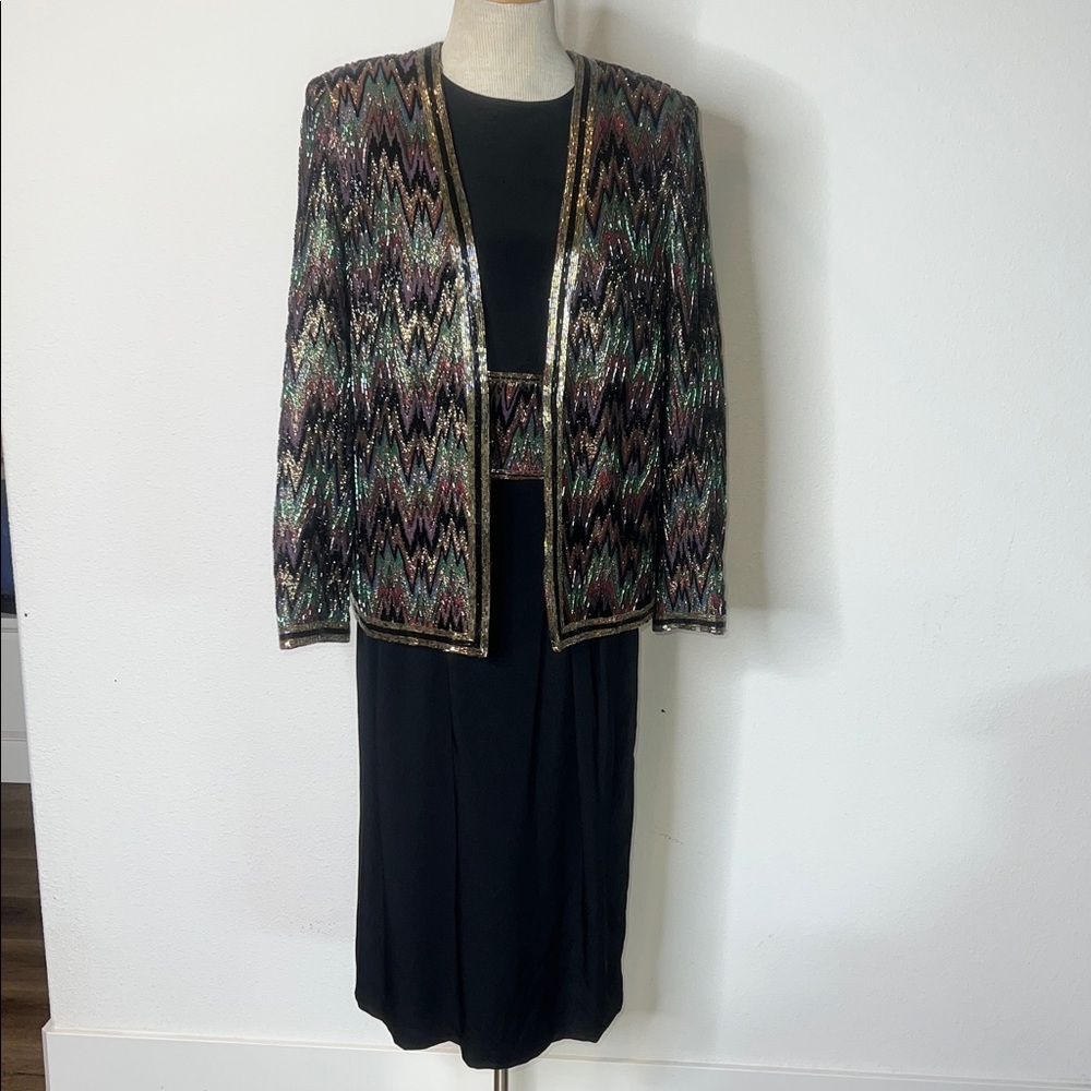 Francesca of Damon for Starington Vintage 80’s Silk Dress with Beaded Jacket